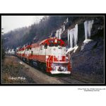Frisco train 731 south of Wislow Arkansas along the blufs at Rudy Winter Ice